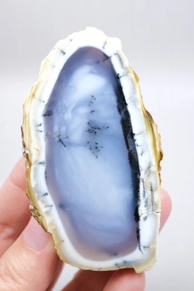 Mist Forest Dendritic Opal | Derin Derin Mavi ve Kar Beyazı ürün görseli 1
