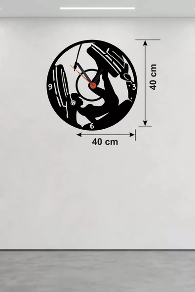 Fitness ve Spor Temalı Ahşap Duvar Saati - 40x40 cm Leg Press Tasarım ürün görseli 1