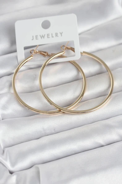 Gold Renk Pirinç Köşeli Kenar Halka 54 mm Kadın Küpe ürün görseli 1