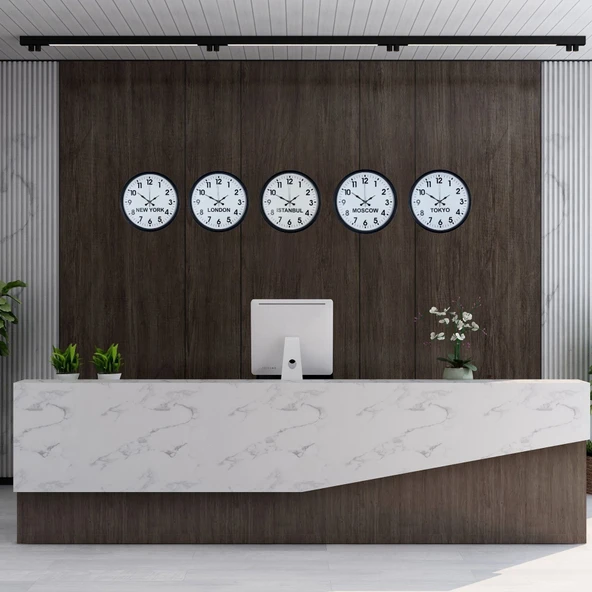 Standart Dünya Saatleri 5 li Siyah Set 36 cm ürün görseli 1