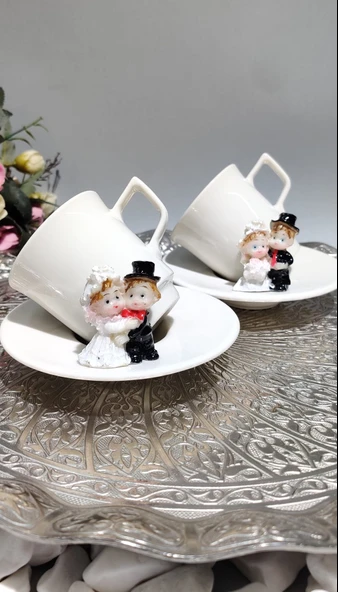KİRLİNOVA® GELİN DAMAT 2'Lİ PORSELEN FİNCAN TAKIMI ürün görseli 1