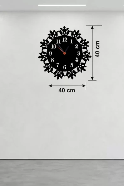 Klasik Floral Desenli Ahşap Duvar Saati - 40x40 cm Vintage Tasarım ürün görseli 1