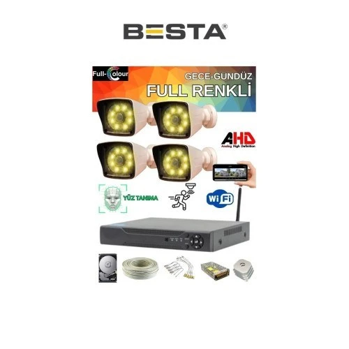 4 Kameralı Güvenlik Seti 1 Tb Hdd- 5mp Sony Lensli Full Hd Gece Renkli Görüşlü Güvenlik Kamerası Sistemi - Cepten Izle ürün görseli 1