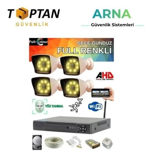 4 Kameralı Güvenlik Seti - 5mp Sony Lensli Full Hd Gece Renkli Görüşlü Güvenlik Kamerası Sistemi Cepten Izle ürün görseli 1