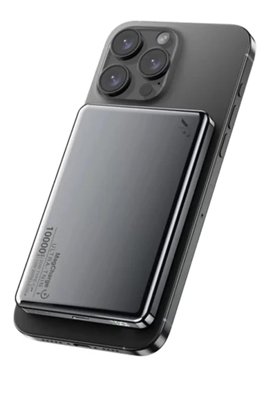 PW560 10.000 mAh Dijital Göstergeli 20W Type-C ve 15W Kablosuz Şarj PD Hızlı Şarj Magsafe Powerbank - Titanyum ürün görseli 1