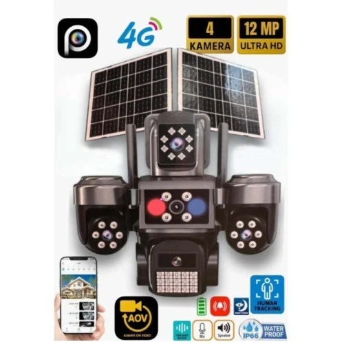 4G ÇİFT SOLAR AOV E-SİM ÖZELLİKLİ 4 KAMERALI KABLOSUZ GÜVENLİK KAMERASI BS-220GS ürün görseli 1