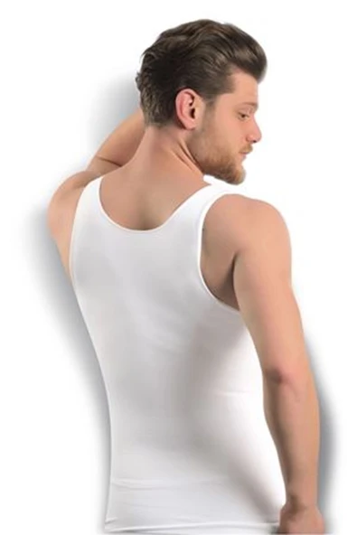 #Korse Fit Görünüm Veren Esnek Mikrofiber Kumaş Likralı Beyaz Erkek Dikişsiz Vücut Toparlayıcı Korse ürün görseli 1
