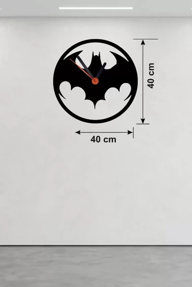 Batman Yarasa Logolu Ahşap Duvar Saati - 40x40 cm Dekoratif DC Temalı ürün görseli 1