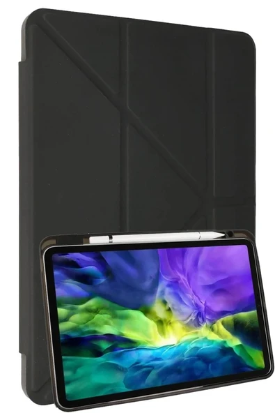 iPad 2022 10.9 (10.nesil) Kılıf Kalemlikli Mars Tablet Kılıfı - Koyu Gri ürün görseli 1
