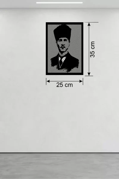 Atatürk Line Art Metal Görünümlü Ahşap Tablo - Modern Ofis ve Ev Dekoru ürün görseli 1