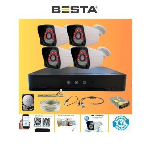 4 Kameralı Güvenlik Kamera Hazır Set 320 GB 7/24 HDD ürün görseli 1