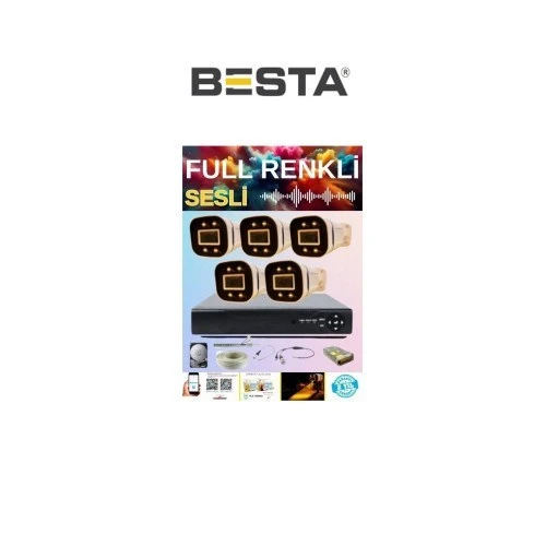 Gerçek 5 Mp 5 Kameralı Gece Renkli Sesli 3 Tb HDD Dahil Ahd Güvenlik Seti ürün görseli 1