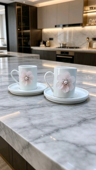 KİRLİNOVA® PEMBE ÇİÇEK PORSELEN 2'Lİ FİNCAN ürün görseli 1