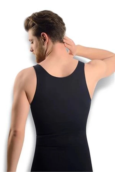 #Korse Fit Görünüm Veren Esnek Mikrofiber Kumaş Likralı Siyah Erkek Dikişsiz Vücut Toparlayıcı Korse ürün görseli 1