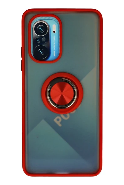 Redmi K40 Kılıf Montreal Yüzüklü Silikon Kapak - Kırmızı ürün görseli 1