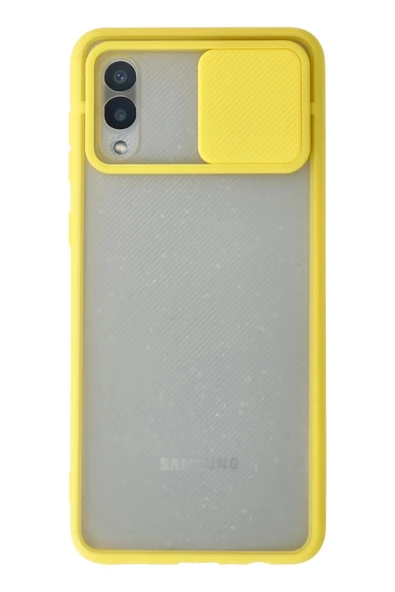 Samsung Galaxy A02 Kılıf Palm Buzlu Kamera Sürgülü Silikon - Sarı ürün görseli 1