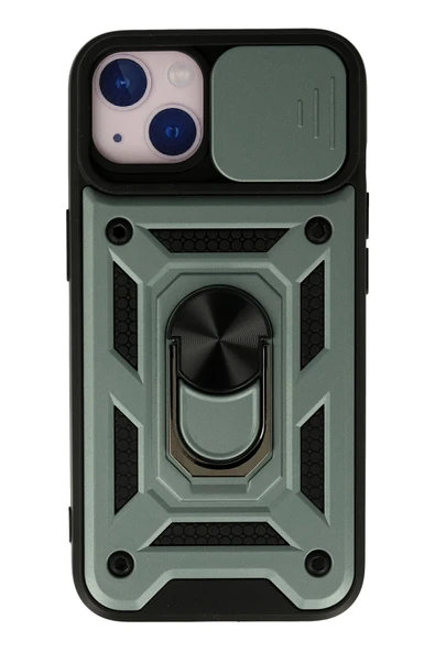 iPhone 15 Kılıf Pars Lens Yüzüklü Silikon - Yeşil ürün görseli 1