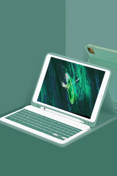 iPad Pro 11 (2022) Kılıf KC01 Smart Klavyeli Tablet Kılıfı - Koyu Yeşil ürün görseli 1