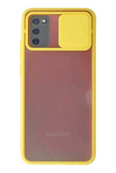 Samsung Galaxy A02S Kılıf Palm Buzlu Kamera Sürgülü Silikon - Sarı ürün görseli 1