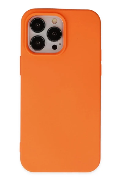 iPhone 15 Pro Kılıf Nano içi Kadife Silikon - Turuncu ürün görseli 1