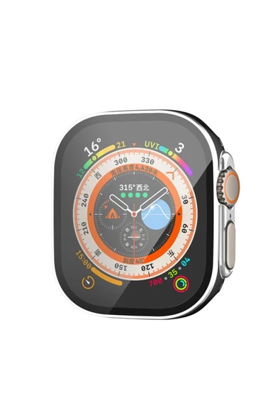Watch Ultra 49mm Legend Camlı Kasa Ekran Koruyucu - Siyah-Gümüş ürün görseli 1
