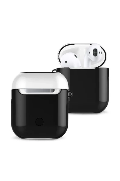 Airpods 2 (2.nesil) 3in1 Kılıf - Siyah-Beyaz ürün görseli 1