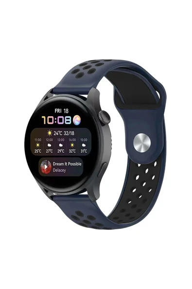 Watch 22mm Spor Delikli Kordon - Lacivert-Siyah ürün görseli 1