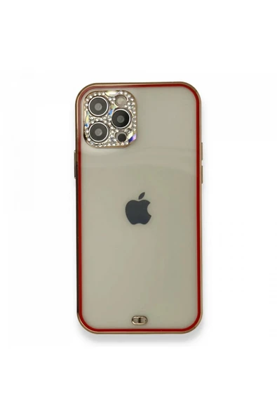 iPhone 12 Pro Kılıf Liva Taşlı Silikon - Kırmızı ürün görseli 1