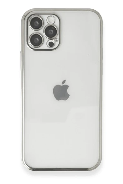 iPhone 12 Pro Kılıf  Lensli Silikon - Gümüş ürün görseli 1