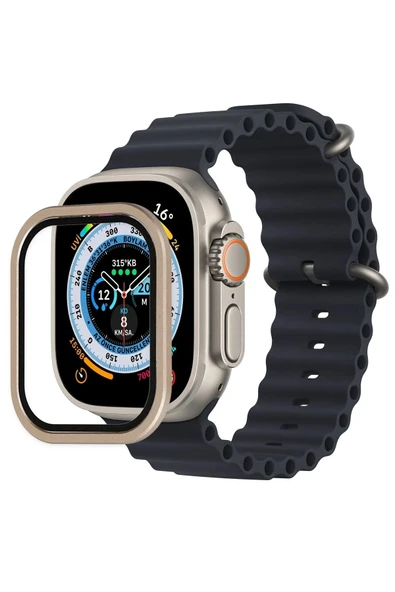 Watch Ultra 49mm Alüminyum Kasa Cam Ekran Koruyucu - Gold ürün görseli 1