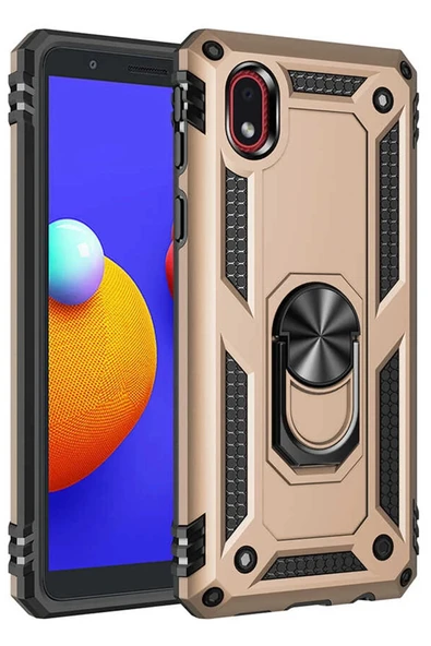 Samsung Galaxy A01 Core Kılıf Sofya Yüzüklü Silikon Kapak - Gold ürün görseli 1