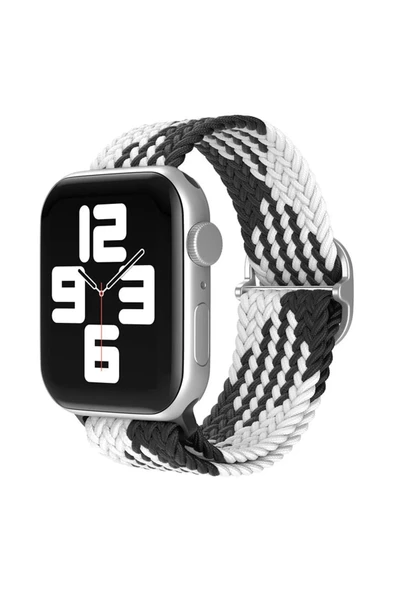 Watch 22mm Star Kordon - Siyah-Beyaz ürün görseli 1