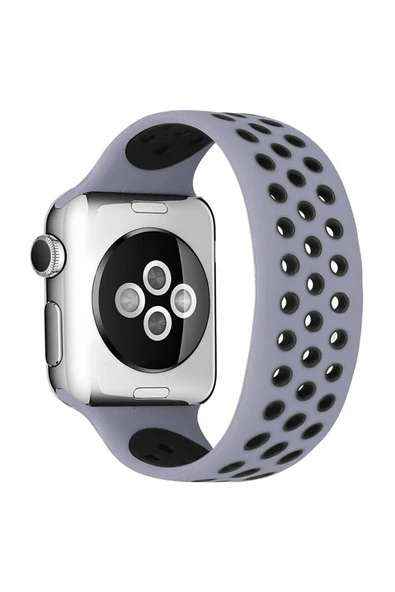Watch 42mm Ayarlı Delikli Silikon Kordon - Gri-Siyah ürün görseli 1