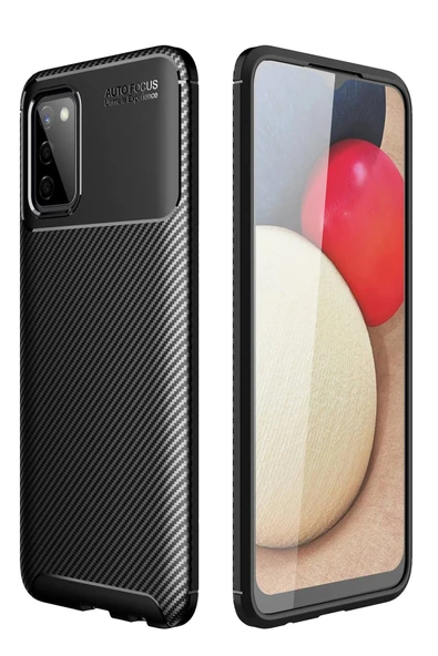 Samsung Galaxy A02S Kılıf Auto Focus Karbon Kapak - Siyah ürün görseli 1