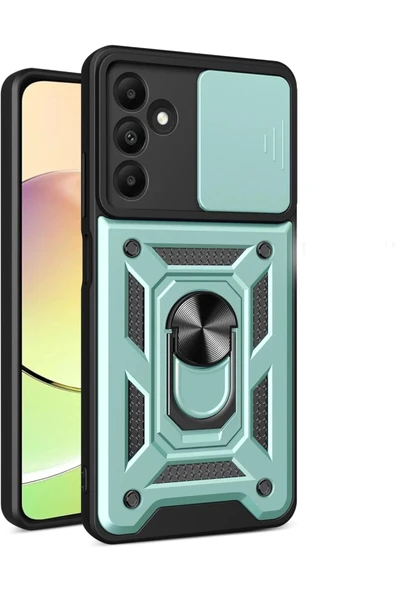 Samsung Galaxy M15 Kılıf Pars Lens Yüzüklü Silikon - Yeşil ürün görseli 1