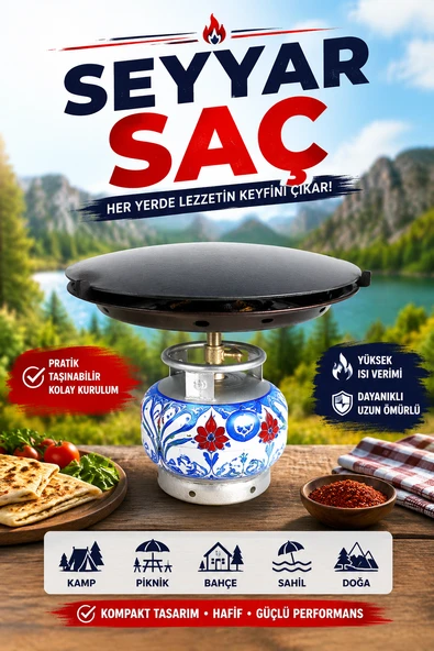 Gülsan Çift Fonksiyonlu Kavurma Sacı Gözleme Sacı 45 Cm Seyyar sac ürün görseli 1