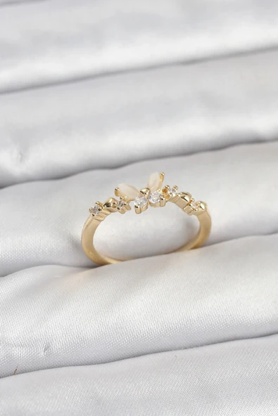 Kelebek Model Gold Renk Pirinç Kadın Yüzük ürün görseli 1