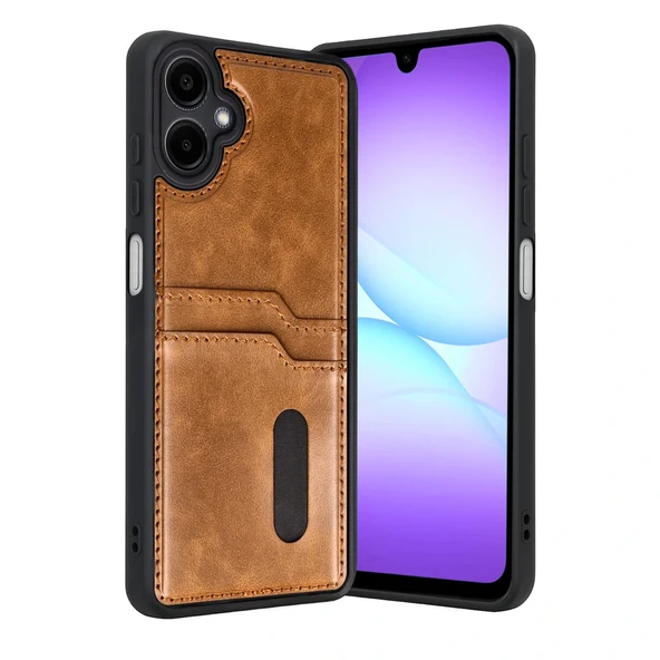 Galaxy A07 4G Sara Kartvizitli Deri Kılıf - Taba ürün görseli 1