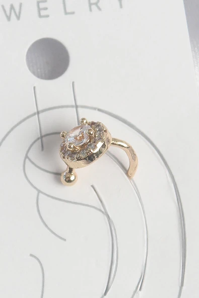 Pirinç Gold Renk Zirkon Taşlı Kadın Kıkırdak Küpe ürün görseli 1
