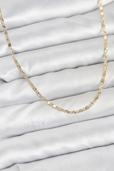 CM 14K Gold Renk Lazer İnce Zincirli Kadın Kolye ürün görseli 1