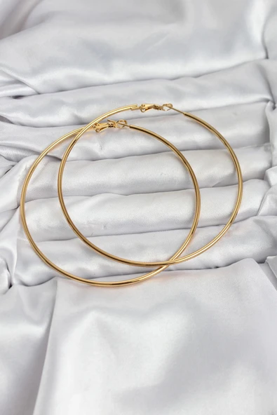 316L Çelik Gold Renk 75 mm Halka Küpe ürün görseli 1
