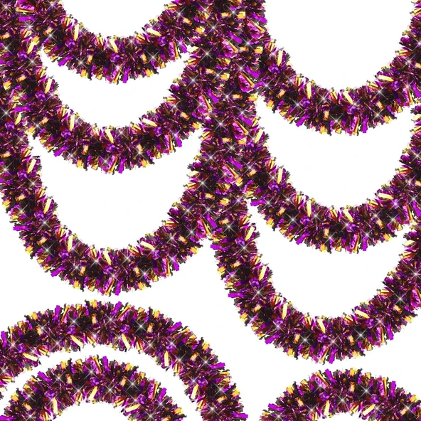 Mor Turuncu Renk 4 cm Genişlik Garland Çift Renk Sim Süs 180 cm ürün görseli 1