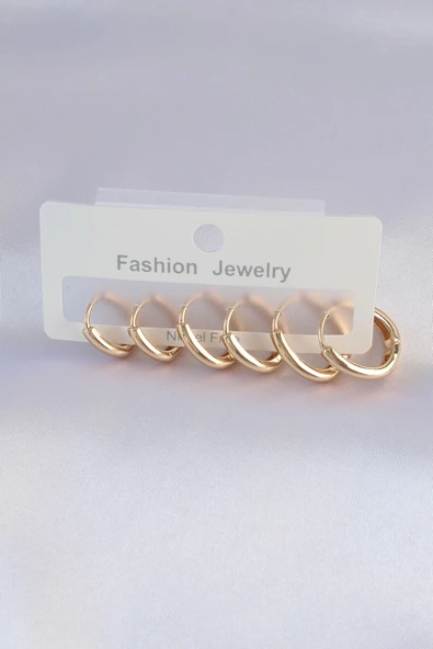 Pirinç Gold Renk Oval Küpe Seti ürün görseli 1