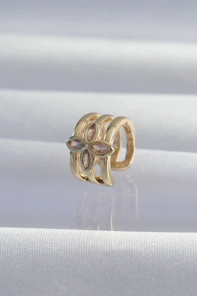 Pirinç Gold Renk Yonca Earcuff Küpe ürün görseli 1