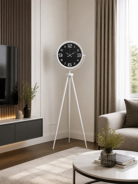 Kontrast Tasarım Beyaz Tripod Ayaklı Saat ürün görseli 1