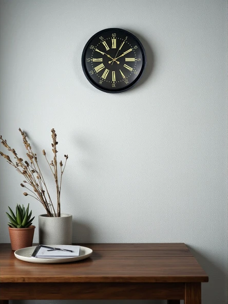 36 Cm Siyah Modern Duvar Saati ürün görseli 1