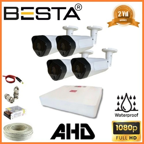 2 MP 1080P 4 Dış Mekan Kameralı AHD Güvenlik Seti ürün görseli 1