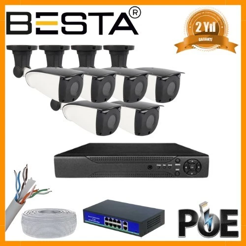 5 MP 1440P 6 DIŞ MEKAN KAMERALI IP POE Güvenlik Seti ürün görseli 1