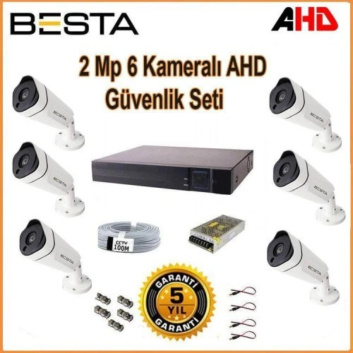 2Mp Ahd 1080P Gece Görüşlü 6 Kameralı Güvenlik Sistemi ürün görseli 1