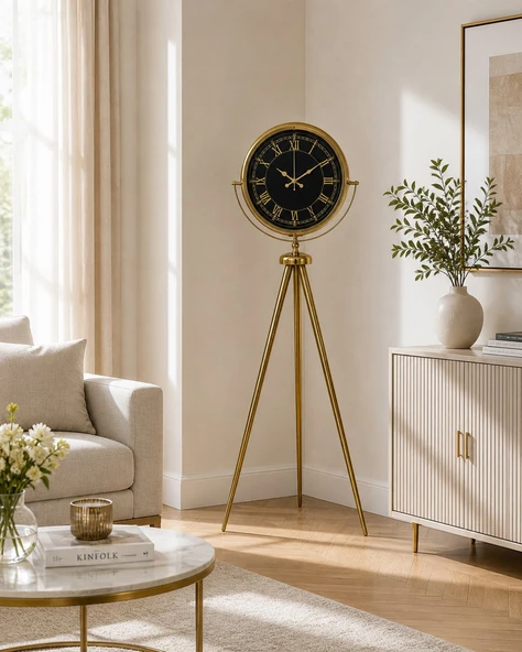 Luxury Gold Tripod Ayaklı Modern Saat ürün görseli 1